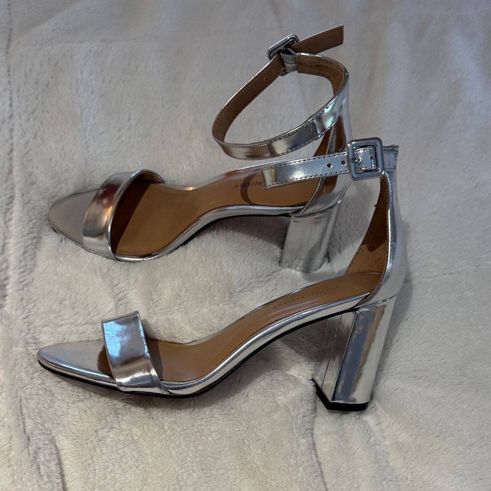 Banana Republic Metallic Silver Block Heel Sandals